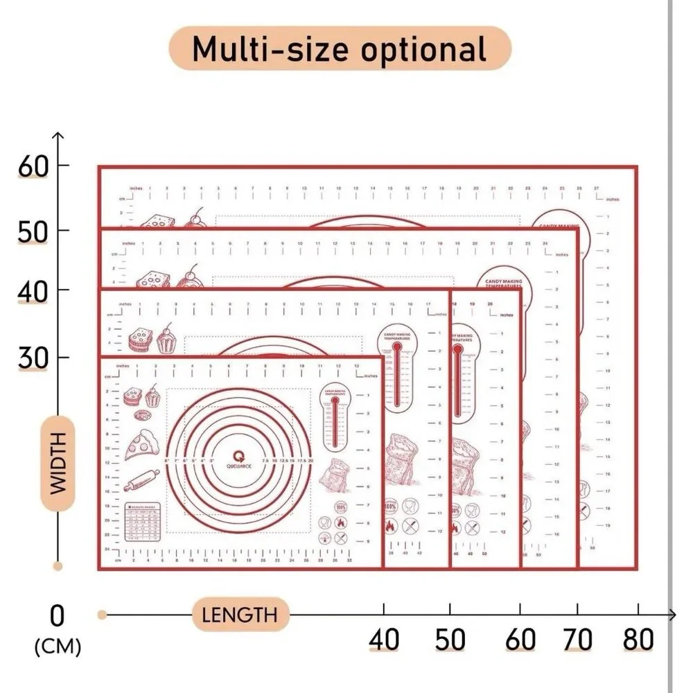 Silicone Pastry Baking Mat Dough - 16X24Inch Large Non Stick Slip Cookie Bread - Picture 3 of 9
